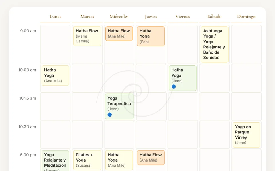 Atmaia Yoga class schedule, running on Navasar